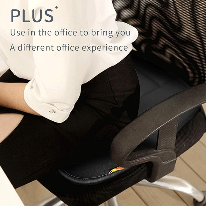 Car Seat Cushion Pad for Driving, Chair Cushion for Office/Truck with Memory Foam, Seat Cushion Comfortable and Durable Black 2" Thick