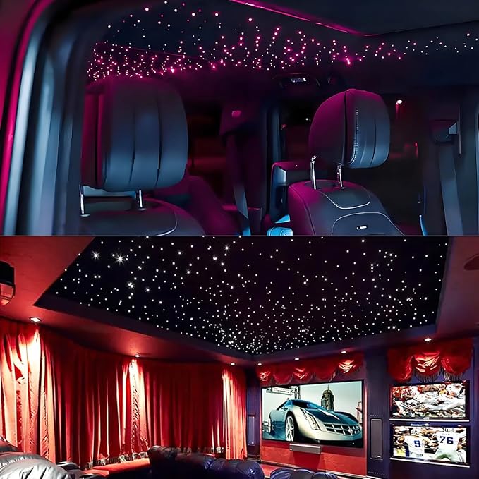 AKEPO 16W Small Size RGBW APP Twinkle Fiber Optic Light Kit, Mixed 295pcs 9.8ft/3m Optical Fiber Star Music Activated Ceiling Light Kit for Car Headliner Star/Home