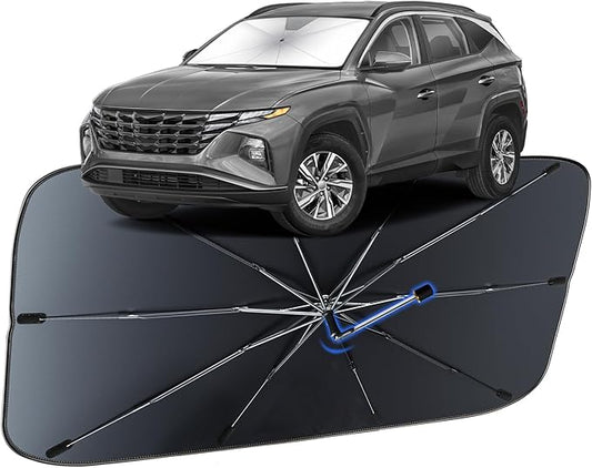 Windshield Sun Shade for Hyundai Tucson 2016-2021, Umbrella Car Shades with 360°Rotating Shaft, Foldable Front Window Sunshade for UV & Heat Protection