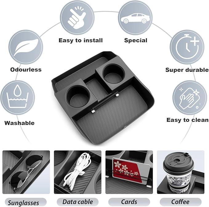 SKTU for 2026 Hyundai Palisade Center Console Organizer for 2026+ Hyundai Palisade Lower Console Tray Hyundai Palisade 2026 Accessories Under Console Tray with Cup Holder