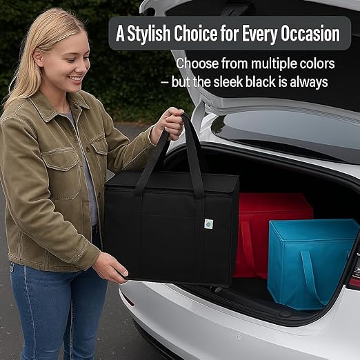 musbus 4 Pack xl Insulated Grocery shopping bag, Red, Cooler bag, zipper, Foldable, Tote, Cold and Hot,for Men/Women, Delivery, for Picnic