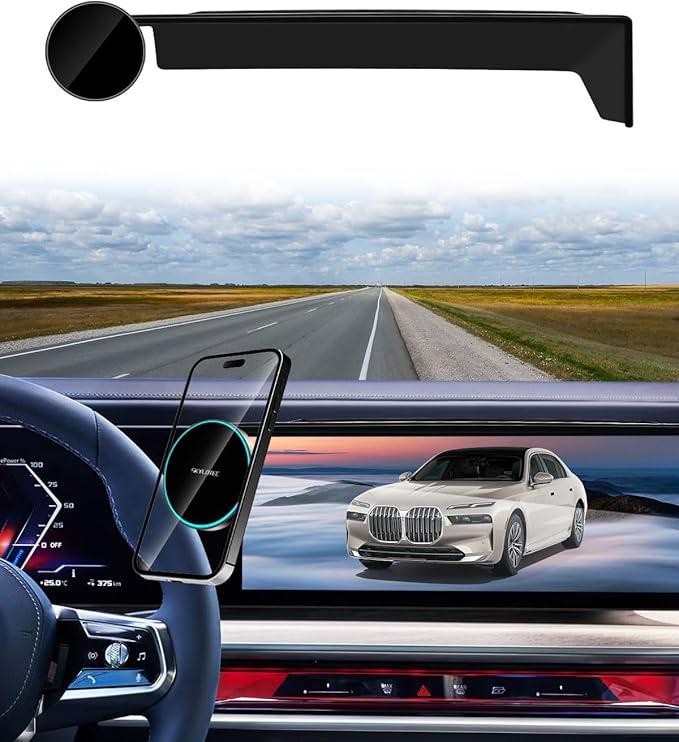 Phone Holder for BMW 7 Series i7 2023 2024 2025 Accessories 14.9-Inch Screen Fixed Clip, Car Magnetic Phone Mount Compatible with MagSafe, Strong Magnets Fast Wireless Charger Cell Phone Base