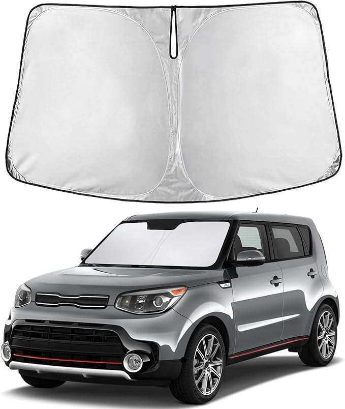 EcoNour Windshield Sunshade Compatible for Kia Soul 2014-2017 2018 2019, Sun Visor for Front Windshield & Window Sun Shade Cover, UV Heat Blocker & Protector, Car Accessories