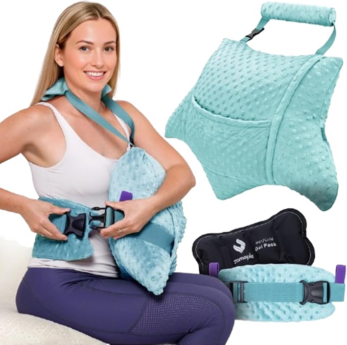 Zomaple Recovery Hysterectomy Pillow with Strap, Gel Pack & Lumbar Support – Post Abdominal Surgery Must Haves – Ideal for C-Section, Laparoscopic & Hernia Healing Comfort