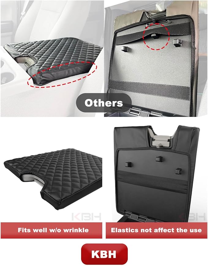 KBH Center Console Armrest Cover for 2015-2025 Ford F150, 2017-2025 F250 F350-F550, with 40/20/40 Jump Seat, Middle Console Protector, Vinyl Leather Interior Accessories, Anti-Scratch, Gray