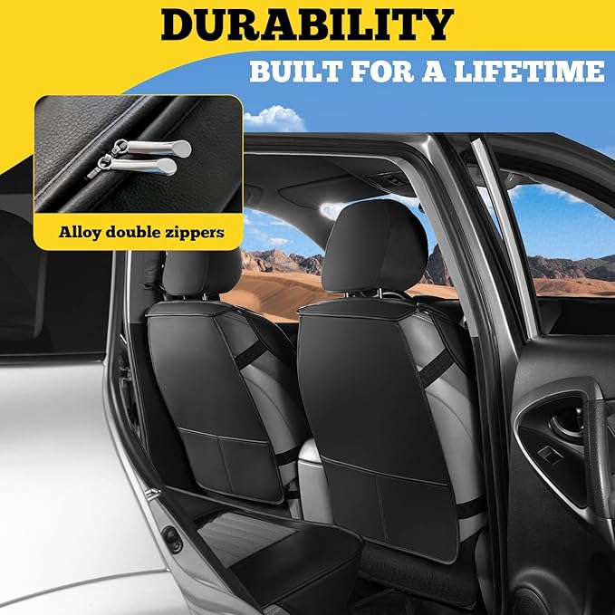 LINGVIDO Full Set Car Seat Covers, Faux Nappa Leather, Airbag Compatible and Waterproof Protectors for Sedans SUVs, Breathable Interior for Active Families, Pets, and Commuters (5 Seats, Black/Gray)