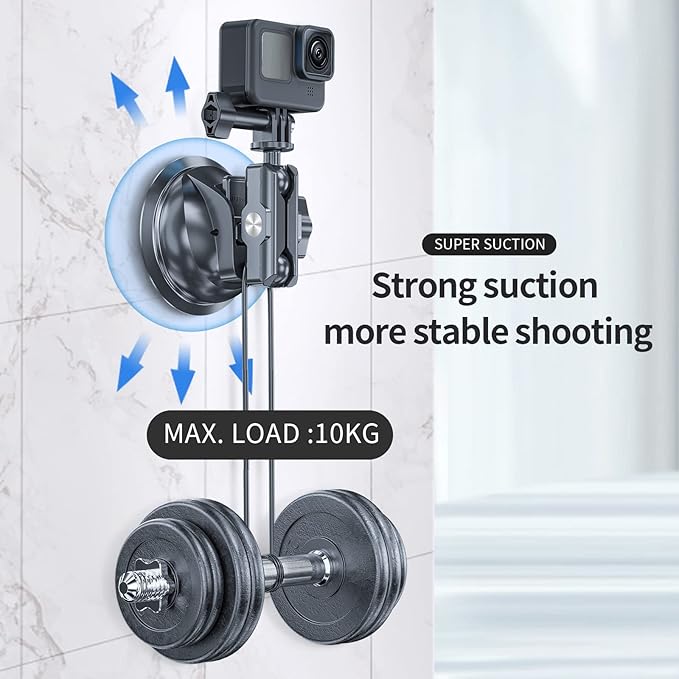 TELESIN Car Mount Suction Cup with Phone Holder, Outside Inside Windshield Window Dashboard Attachment for Go Pro Max Hero 13 12 11 10 9 8 Insta 360 X4 X5 DJI Action 3 4 5 pro 6 Pocket 3 Accessories