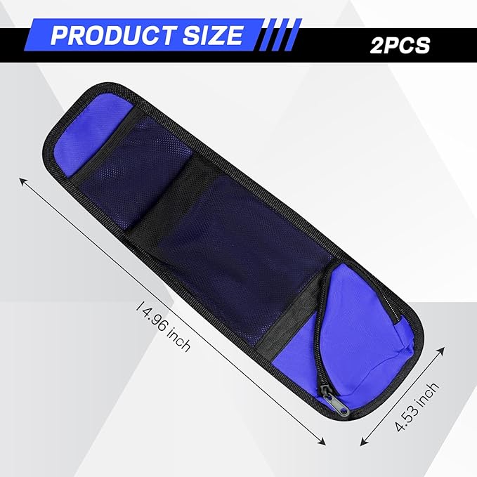 Hovom 2PCS Car Seat Storage Hanging Bag, Multi-Pocket Auto Seat Side Organizer, Multifunctional Mesh Pocket Auto Front Seats Organizer for Phone Wallet Glasses, Universal Car Accessories (Blue, 2PCS)
