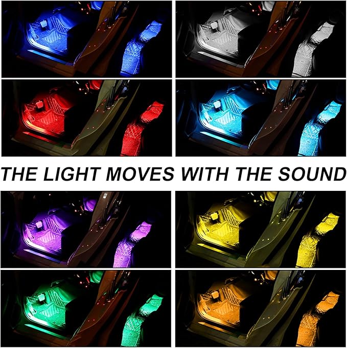 Interior Car LED Strip Lights with APP Control, 3 in 1 RGB Ambient Lighting Kit with 197 inches Fiber Optic, 16 Million Colors Music Sync LED Vehicle Cigarette Lighter Neon Strip