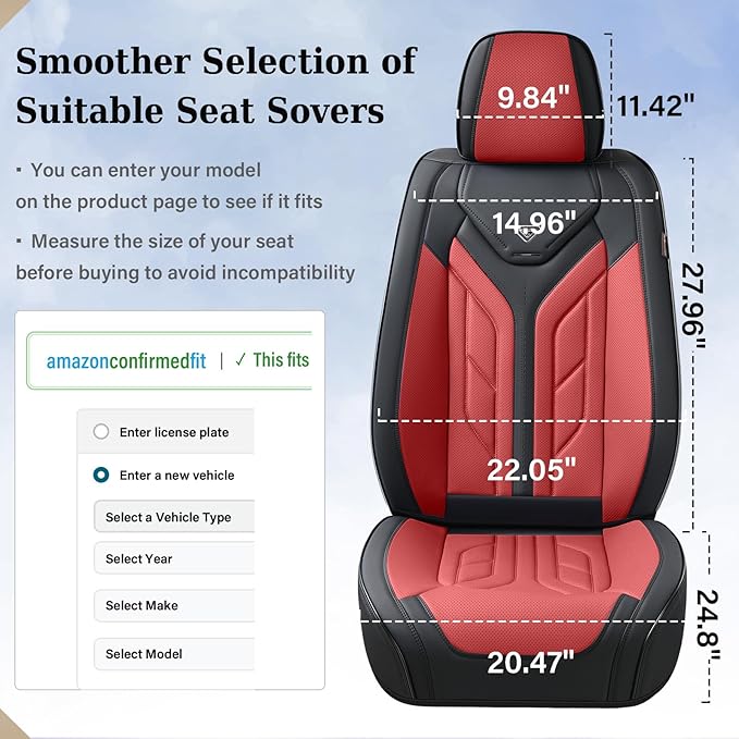 Coverado Seat Covers, Car Seat Covers Front Seats, Leather Seat Covers for Cars, Automotive Seat Covers Car Seat Protector Car Seat Cushion Universal Fit for Most Sedans SUV Pick-up Truck(Burgundy)