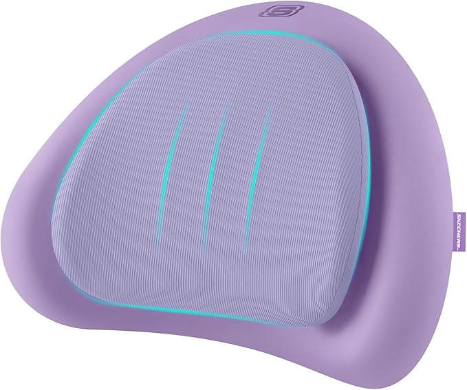 Skechers Lumbar Pillow Premium Memory Foam, Double-Layer-Office Chair Cushion for Tailbone Pain Relief,Butt Pillow for Office Chair,Car seat Cushion,Long Sitting Office Workers,and Car Drivers,Purple