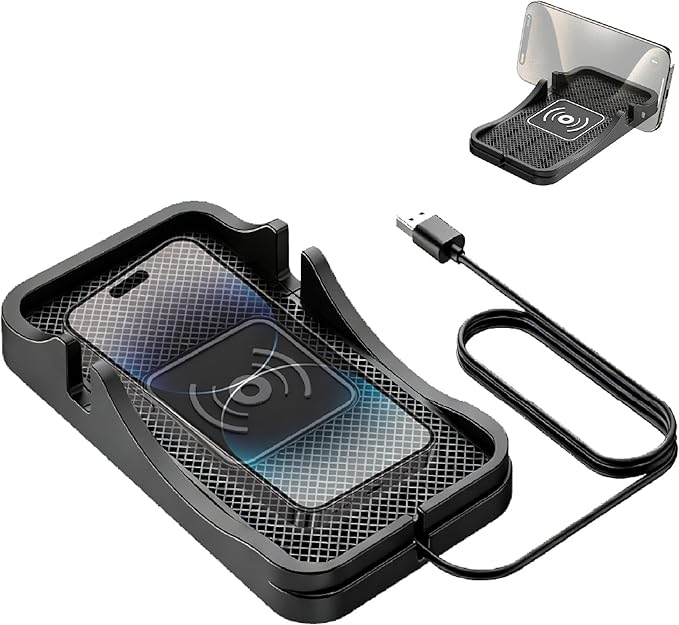 Non Slip Wireless Charger Mat for Mazda CX-3 CX-5 CX-30 CX-50 CX-7 CX-9 CX-70 CX-90 MX-30 Tribute 2001-2026, Type-C/USB Car Wireless Charger Non-Slip Phone Charging Wireless Car Charger