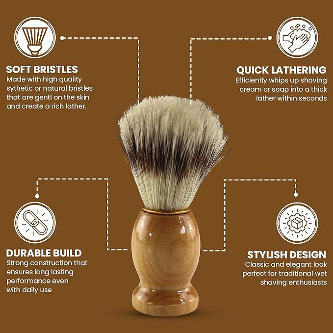 Iconikal 2-Pack Wood Handled Badger Hair Shaving Brush For Use With Aeorsol-Free Shaving Cream
