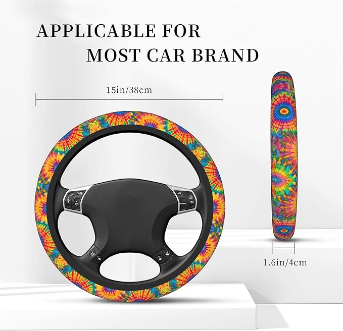 Car Steering Wheel Cover,Boho Universal Non Slip Wheel Protector 15 Inch Elastic Car Accessories for Men Women