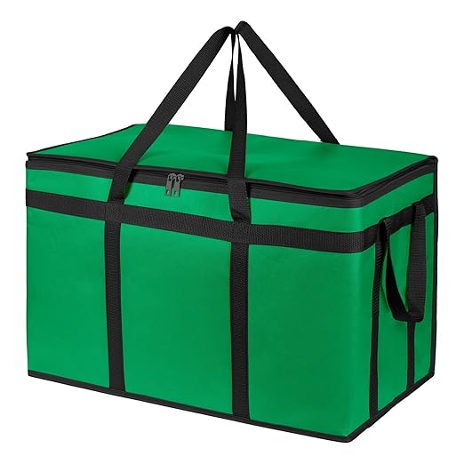 Bodaon Insulated Food Delivery Bag, XXXL Pizza Delivery Bags for Hot/Cold Food, Commercial, Large Capacity Reusable Warming Bag, Catering Cooler Bag for Delivery, Warmers for Parties (Green, 1Pk)
