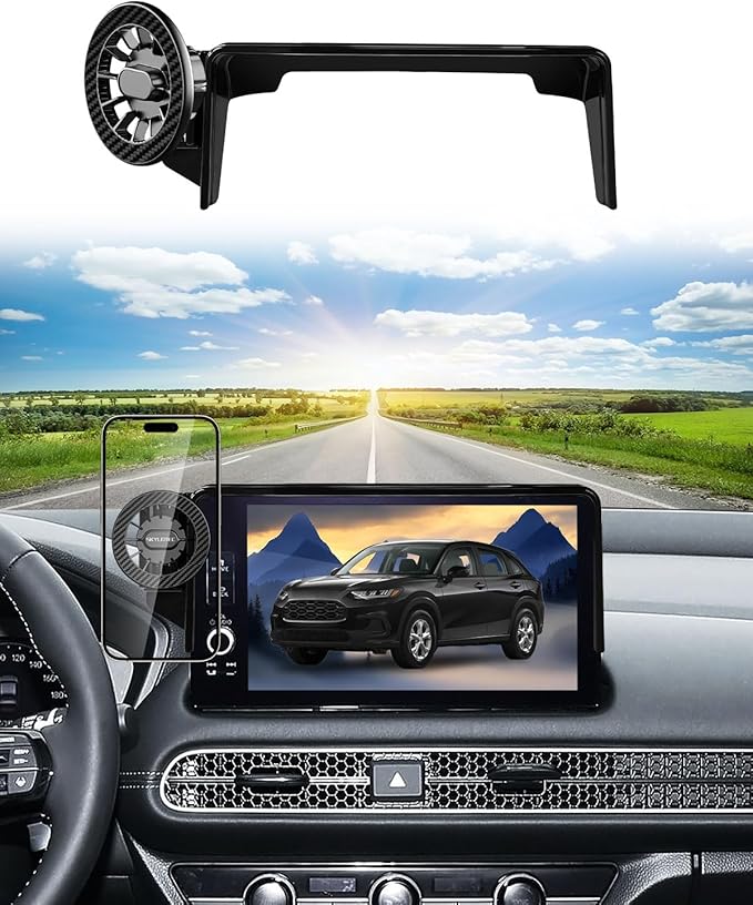 Phone Holder for Honda CR-V CRV 2023-2026/HR-V HRV 2023-2026/Pilot 2023-2026 Accessories 7/9-Inch Screen Fixed Clip, Magnetic Phone Mount Compatible with MagSafe, Magnets CR V Cell Phone Holder