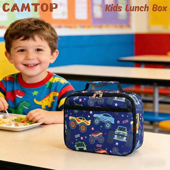 CAMTOP Lunch Box Kids Boys Insulated Lunch Cooler Bag Reusable Lunch Tote Kit for School Travel