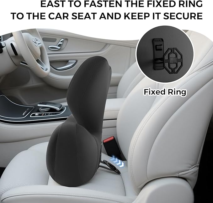 BEBAS Lumbar Support Pillow for Car, Ergonomic Memory Foam Back Cushion for Driving, Lower Back Support for Pain Relief, Lumbar Cushion for Car Seats, Office Chairs, Wheelchairs - Black
