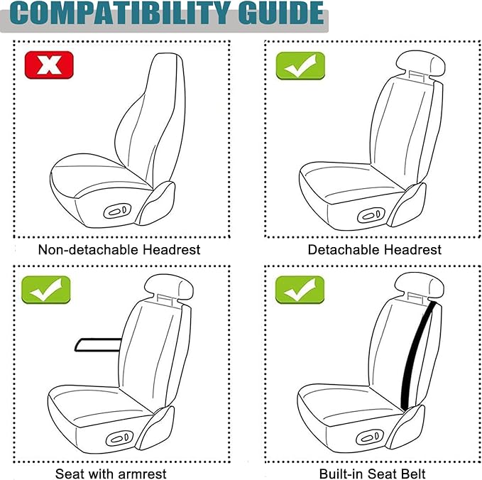West Llama Linen Car Seat Covers-Breathable & Soft-Front Car Seat Protector Universal Fit 90% Cars,SUVs,Trucks,Diamond Pattern- 1Piece,Gray