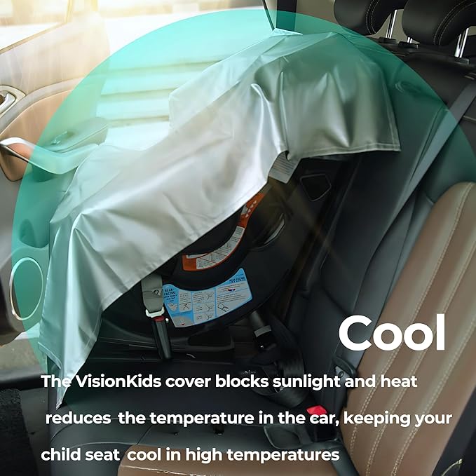 Baby Car Seat Sun Shade Cover with Free Storage Bag Included | Infant Car Seat Heat Protector | UV Protection Cooler Cover | Keeps Toddler Seat Cool in Baby Car | Travel Accessories Silver