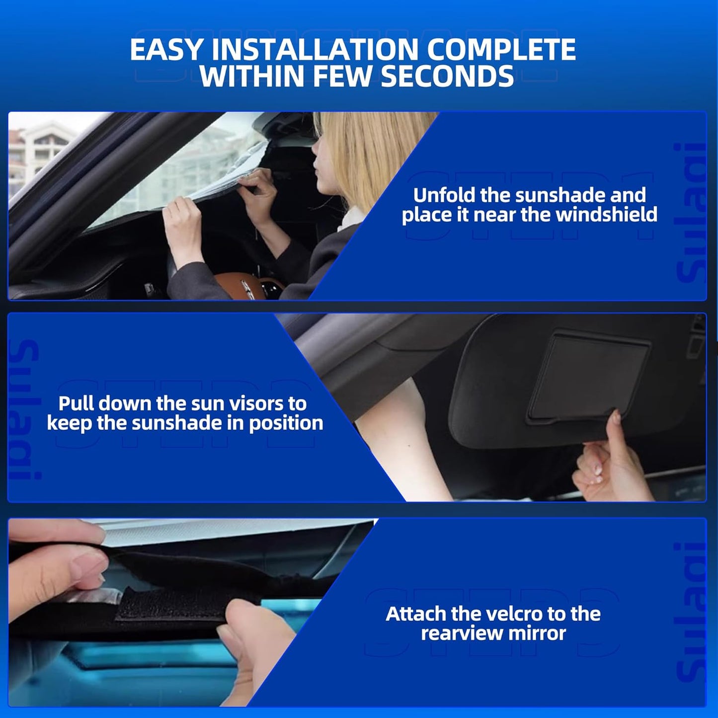Windshield Sun Shade for Toyo-ta Prius 2010-2015 (NOT for Prius C or Prius V) Foldable Sunshade Custom Fit Front Window Car Interior Accessories Protector Blocks UV Rays