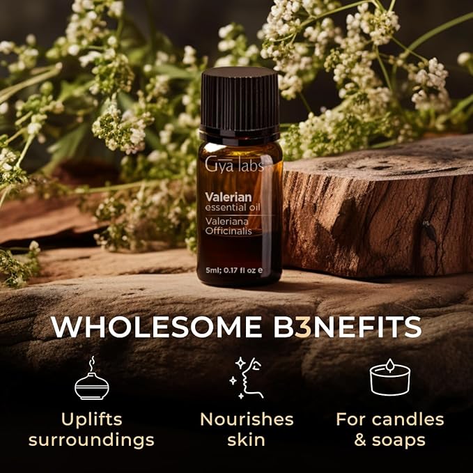 100% Pure Valerian Essential Oil - 0.17 Fl Oz - Valerian Oil for Hair, Skin, Diffuser, Aromatherapy & DIY Candle Making Scent