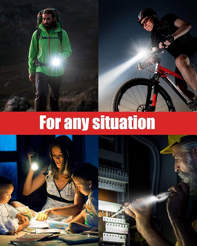 Victoper LED Flashlight 2 Pack Silver, Bright High Lumens Tactical Flashlights High Lumens with 5 Modes, Waterproof Zoomable Flash Light for Outdoor, Gifts for Hiking Camping Essentials Gear