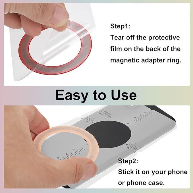 uxcell Magnetic Adapter Ring, 2Pcs Magnetic Sticker Ring ABS Universal Magnet Wireless Charging Conversion Kit for Mobile Phone Case Wireless Charger, Light Orange