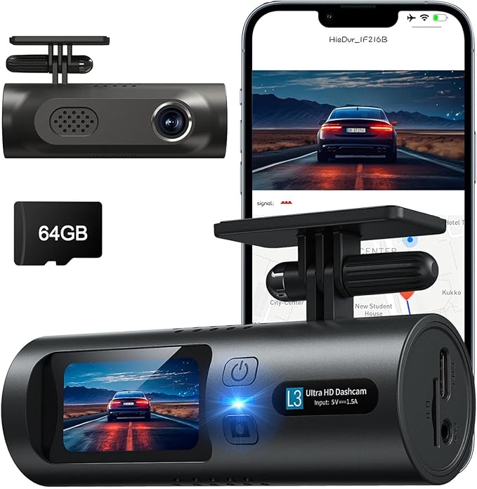 2.5K Dash Cam, Full HD Dash Camera for Cars, 5G Wi-Fi & App Control Car Camera with Super Night Vision, 170°Wide Angle, WDR, 24H Parking Mode, Free 64GB Card
