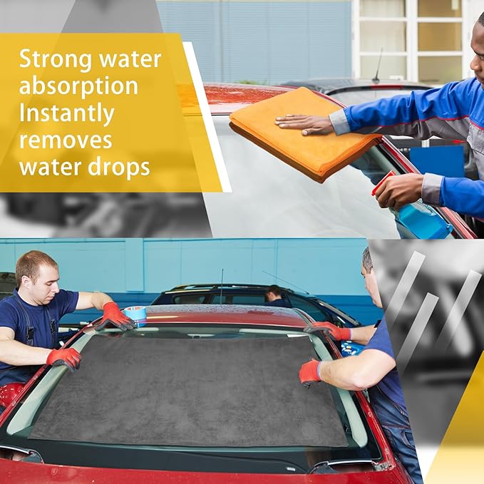 Mindsoft 2 Pcs Giant Car Drying Towel 55'' x 28'' Microfiber Towels Great Thick Soft Plush Towel Streak Free Lint Free Reusable Cars Accessories Highly Absorbent Quick Effortless Dry for Car Truck Suv