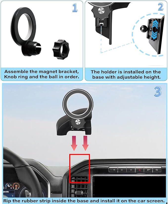 Magnetism Car Phone Holder for 2021-2024 Ford F-150 Accessories Compatible with MagSafe Hands-Free 360 Degree Rotation Adjustable Cell Phone Mount Does Not Affect Air Vent