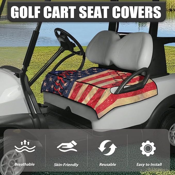 Biyejit Golf Cart Seat Covers with 4 Pockets Golf Cart Seat Towel Blanket Fits 2-Seat Golf Carts, Golf Cart Accessories