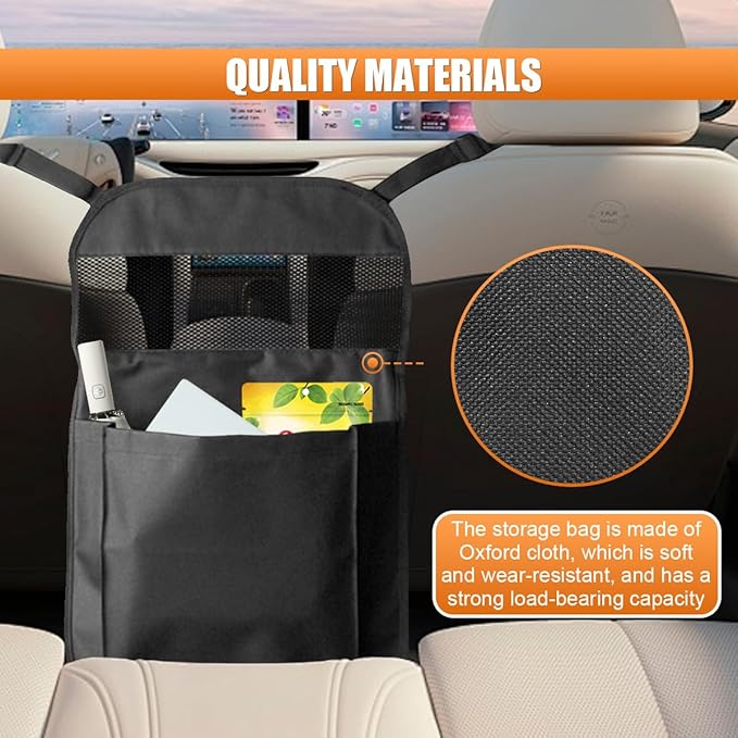 YoRise Seat Back Car Organizer, Large Capacity Oxford Fabric Car Storage Organizer with Pocket, Automotive Backseat Hanging Pet Barrier Protector Accessories for Document, Purse, Handbag (Black)