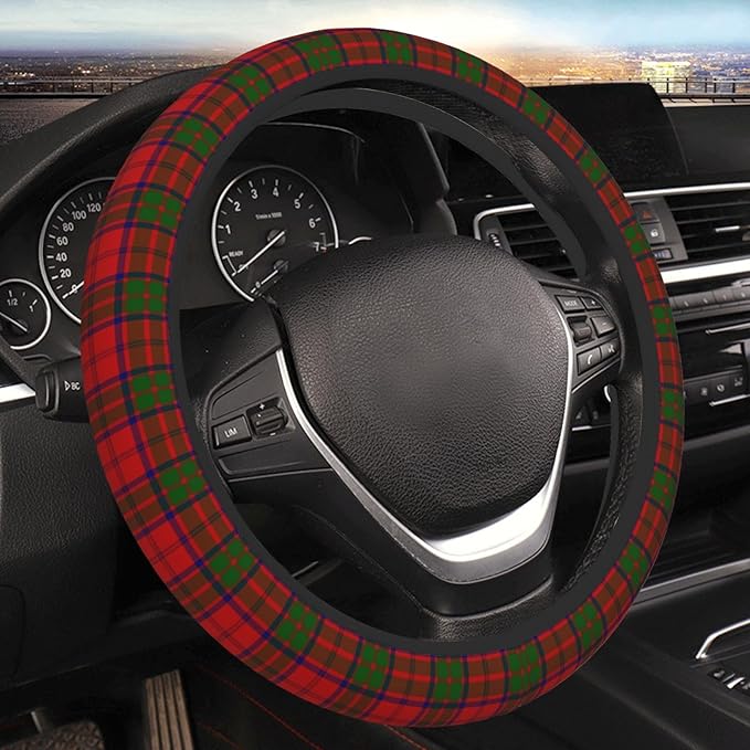 Thickened Elastic Steering Wheel Cover, Grant Tartan red Green Plaid Ultra, Soft, Breathable, Fit for Cars, SUVs, Trucks, Stylish Comfortable Grip
