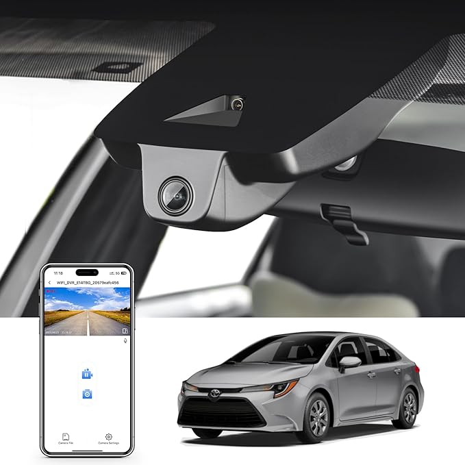 mangoal 4K Dash Cam Custom fit for Toyota Corolla Gen12 E210 2023 2024 2025 2026 (Model A),LE SE XLE XSE Hybrid Hatchback,Integrated OEM Look,2160P UHD Video,App & WiFi,Loop Recording, 64GB Card