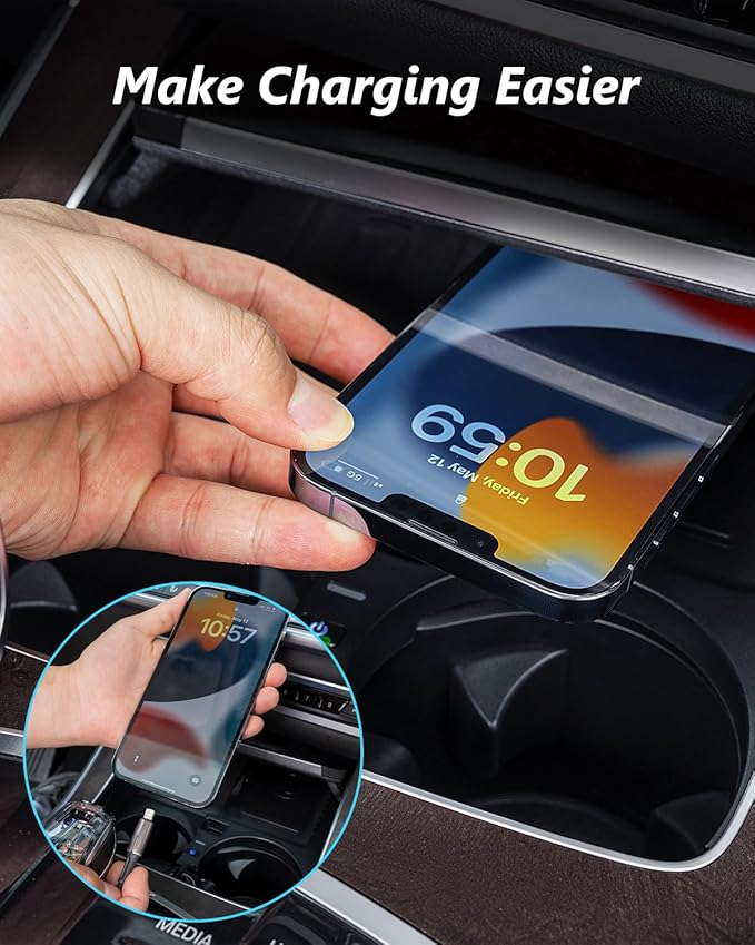 Wireless Charger for BMW X5 Accessories 2024 2023 2022 2021 2020,for BMW X6 X7 X5M X6M 2020-2024,for BMW X6 Wireless Charger Center Console Organizer for BMW X7 Accessories 2020-2024