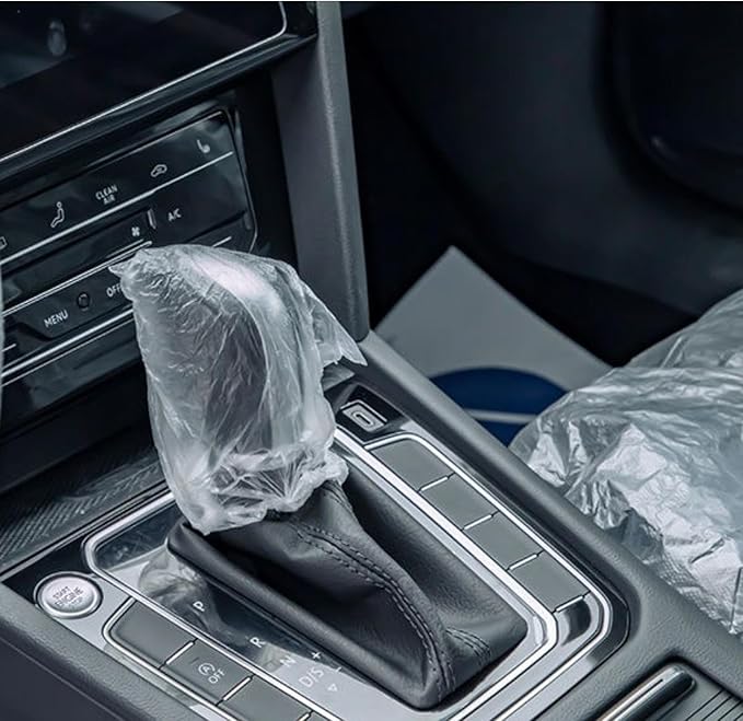 100 PCS Universal Car Disposable Handbrake Cover,100 PCS One-time Use Car Handbrake Protector for Auto Truck Bus,Auto Handbrake Protection,Convenient Handbrake Sleeve,Easy Install Car Handbrake Shield