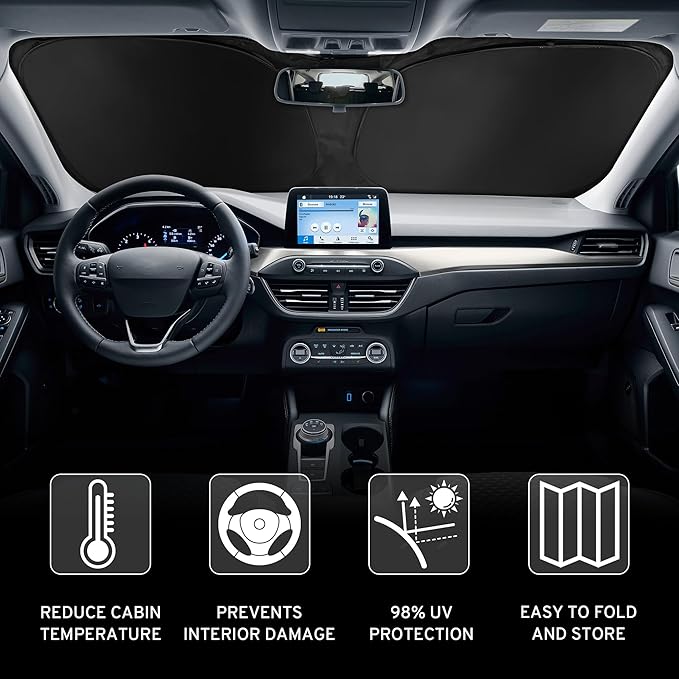 Car Windshield Sun Shade Sunshade Compatible With BMW 3-Series 328i 335i 320i 330i 325i F30 F31 M3 E60 E61 2026 2025 2024 2023 2022 2021-2013 Accessories, Foldable Car Front Window Sun Shield