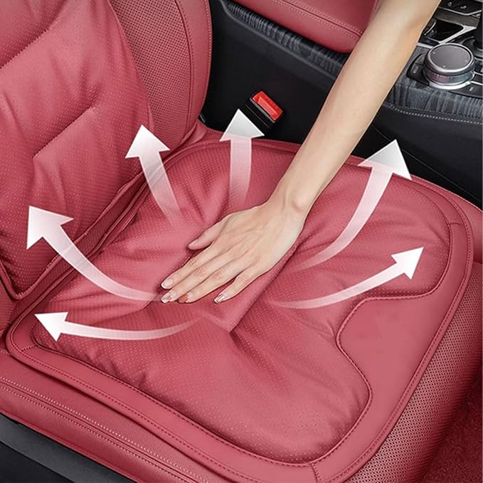 Car Seat Cushion for Porsche Macan 2015-2025-pr, Breathable Non-Slip Driver Seat Pad Ergonomic Memory Foam for Long Driving Car Office,B/3Pcs-Red