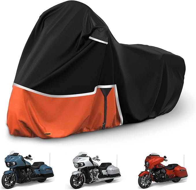 Waterproof Motorcycle Cover Replace for Indian Chieftain/Challenger, 420D Oxford Cloth Customized Motorcycle Cover for Snow Rain Dust Protection
