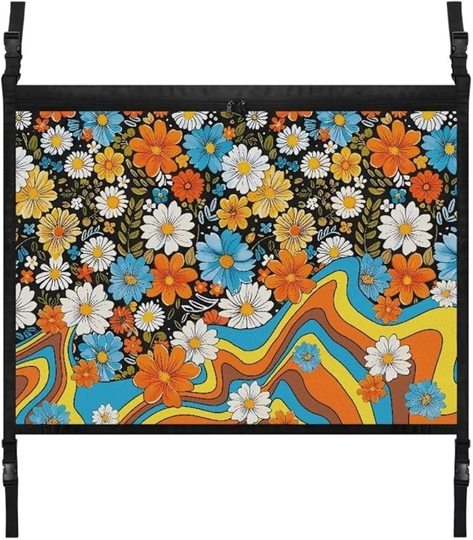 Flower Rainbow Car Roof Storage Bag Car Storage Bag Organizer Premium Car Seat Organizer Can Hold Mobile Phone, Wallet, Glasses