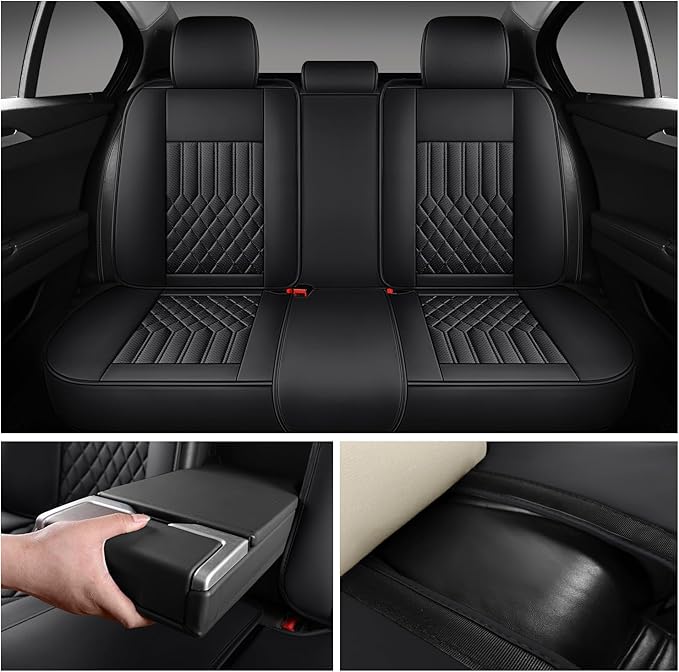Car Seat Covers for Genesis GV70 2022-2025 2026, Full Set Premium Nappa Leather Waterproof Breathable Anti-Slip Airbag Compatible Car Seats Protector, Soft Car Interior Seats Cover (Black)