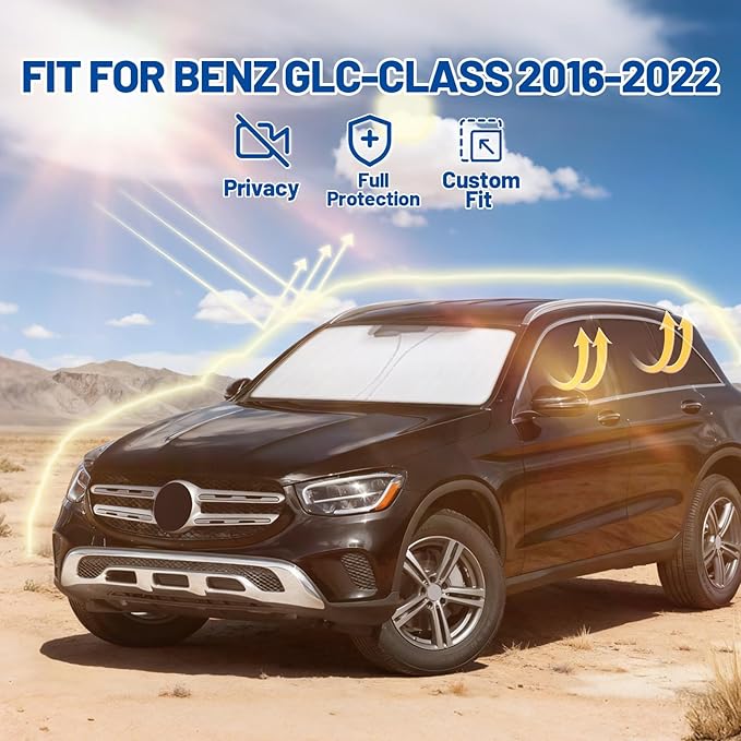 Car Window Shades Intended for Mercedes-Benz GLC-Class 2016-2022, Privacy Window Covers 8PCS for Side, Rear & Windshield, Car Shield Sunshade for Privacy Protection, Heat Blocking, Camping and Parking