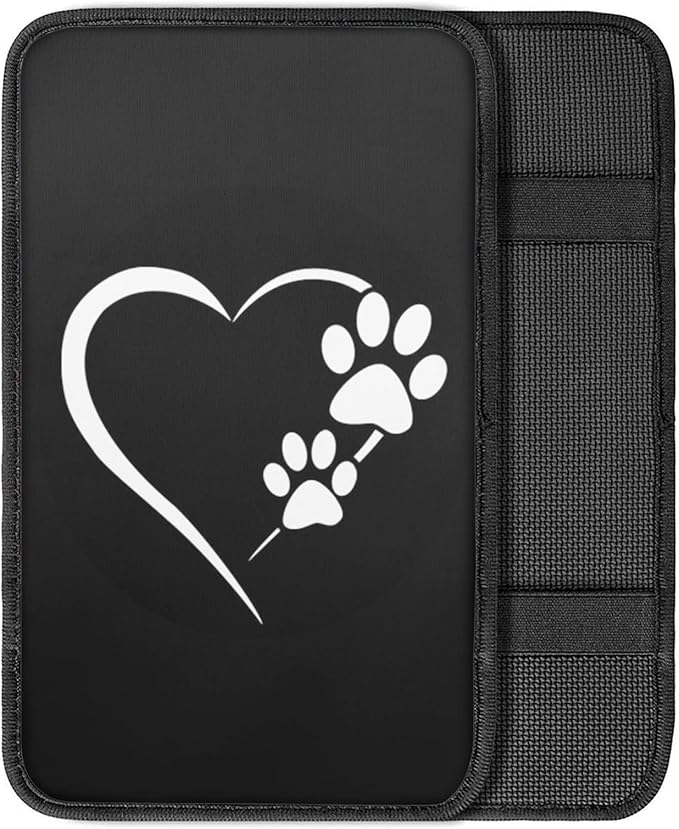 UNICEU Auto Interior Decor Armrest Cushion Cover, Animal Dog Paw Love Heart Print Neoprene Car Center Console Armrest Cover Pad, Universal