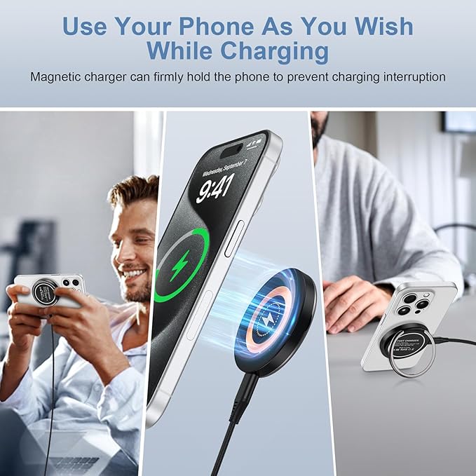 Samsung S25 Ultra Wireless Charger Fast Charging Pad Magnetic Charger for Samsung Galaxy S26 S25 Plus/S24 Ultra/S23/S22/S21/S20/S10,2Pack 15W Wireless Fast Charger Stand for iPhone 16 Pro Max/15/14/13
