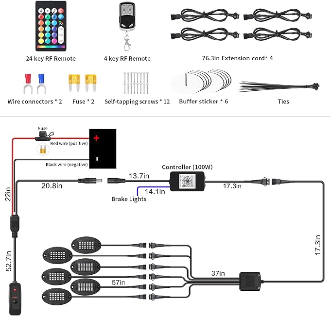 6 Pods Segmented Alloy RGB LED Rock Lights for UTV ATV Golf Cart SXS Trucks Offroad, Waterproof Impact Resistant Metal Underglow Kit with APP/RF Control Sync Music Multi Color Neon Underbody Light