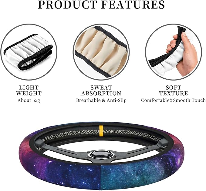 Space Galaxy Auto Car Steering Wheel Cover Universal 15 Inch Neoprene Interior Decor Protection Accessories