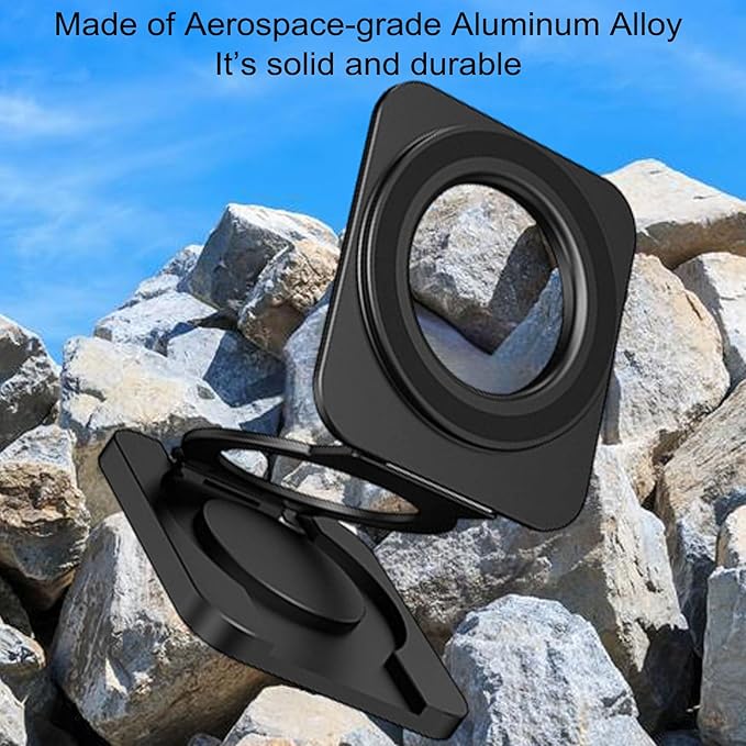 Square Magnetic Phone Holder Stand for MagSafe iPhone Dual Magnets, Removable Phone Adapter Stand Ring Holder for Gym Car Desk Phone Grip for iPhone 17/16/15/14/13/12 Series MagSafe Case All Phones