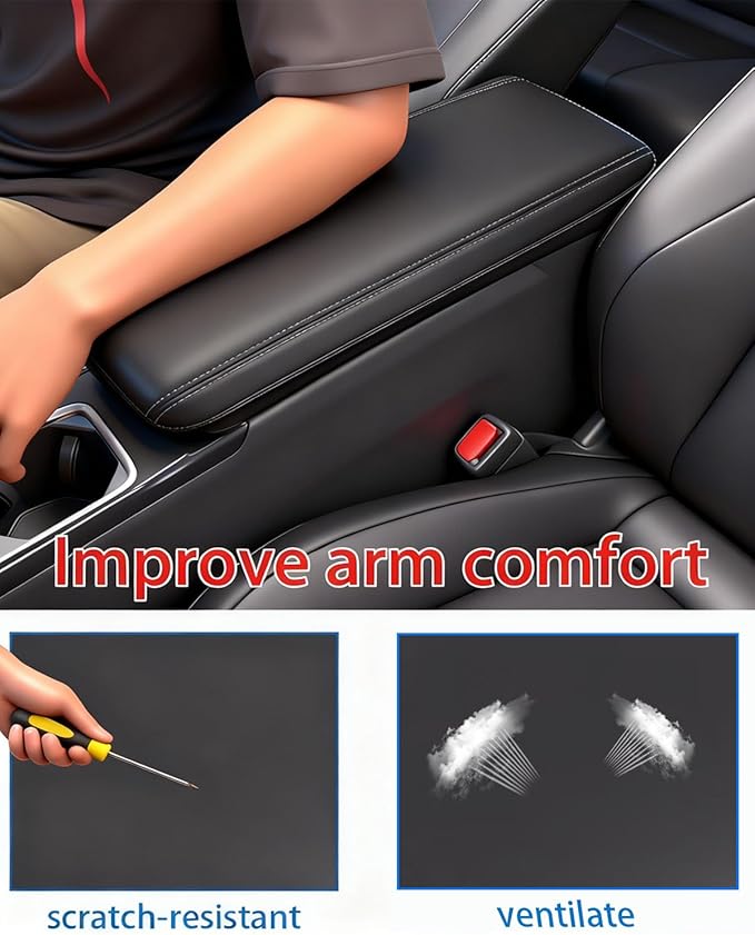 Center Console Cover for 2025 2026 Toyota Camry Armrest Cover 2025 2026 Camry (LE/SE/XLE/XSE) Armrest Pad 2025 2026 Camry Hybrid Accessories Center Console Cushion (Black line)