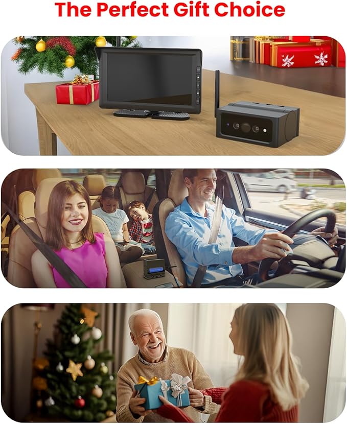 Foxpark Magnetic Wireless Backup Camera for RVs and Trailers No-Installation - 7" HD 1080P Monitor, Strong Magnetic Scratch-Proof Rear View Camera for Trucks, Campers, SUVs, and Cars